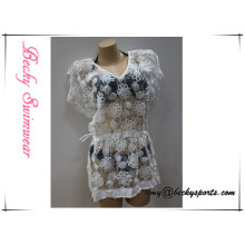 New Design Ladies &#39;s Simwear Coverup Blusa Custom Color com laço floral, de alta qualidade